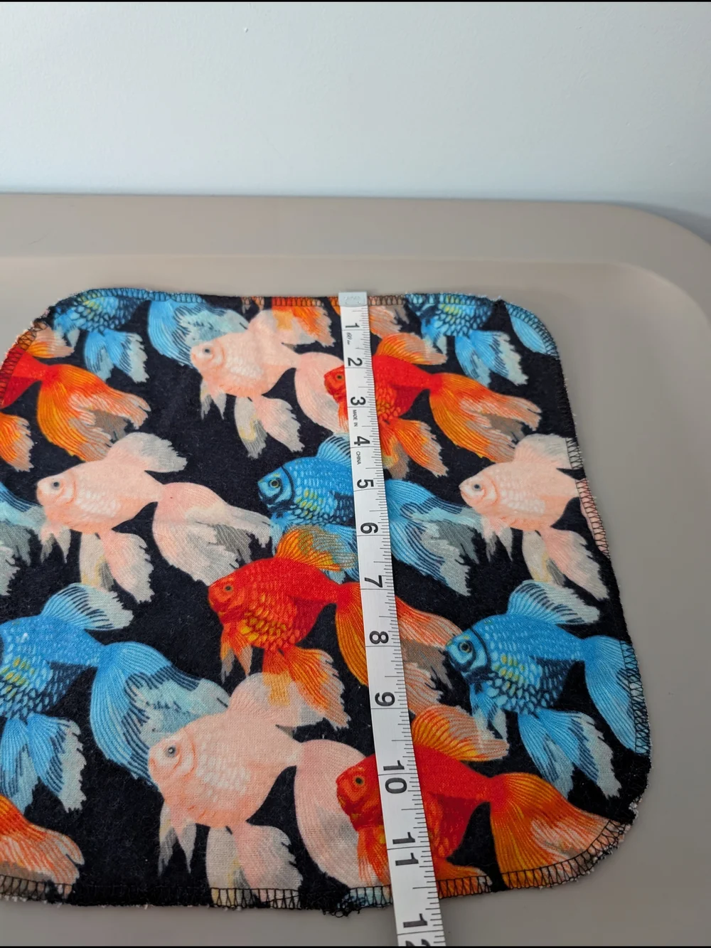 Set Of 4 Hand Crafted 100% Cotton Goldfish Print Wash Cloths